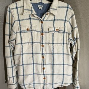 L.L. Bean Blue and Cream Flannel Shirt size medium